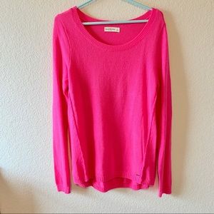 💗 ABERCROMBIE Neon Bright Pink Scoop Neck Sweater